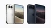 Dos teléfonos móviles con pantalla plegable de Apple mostrados en sus colores de lanzamiento.